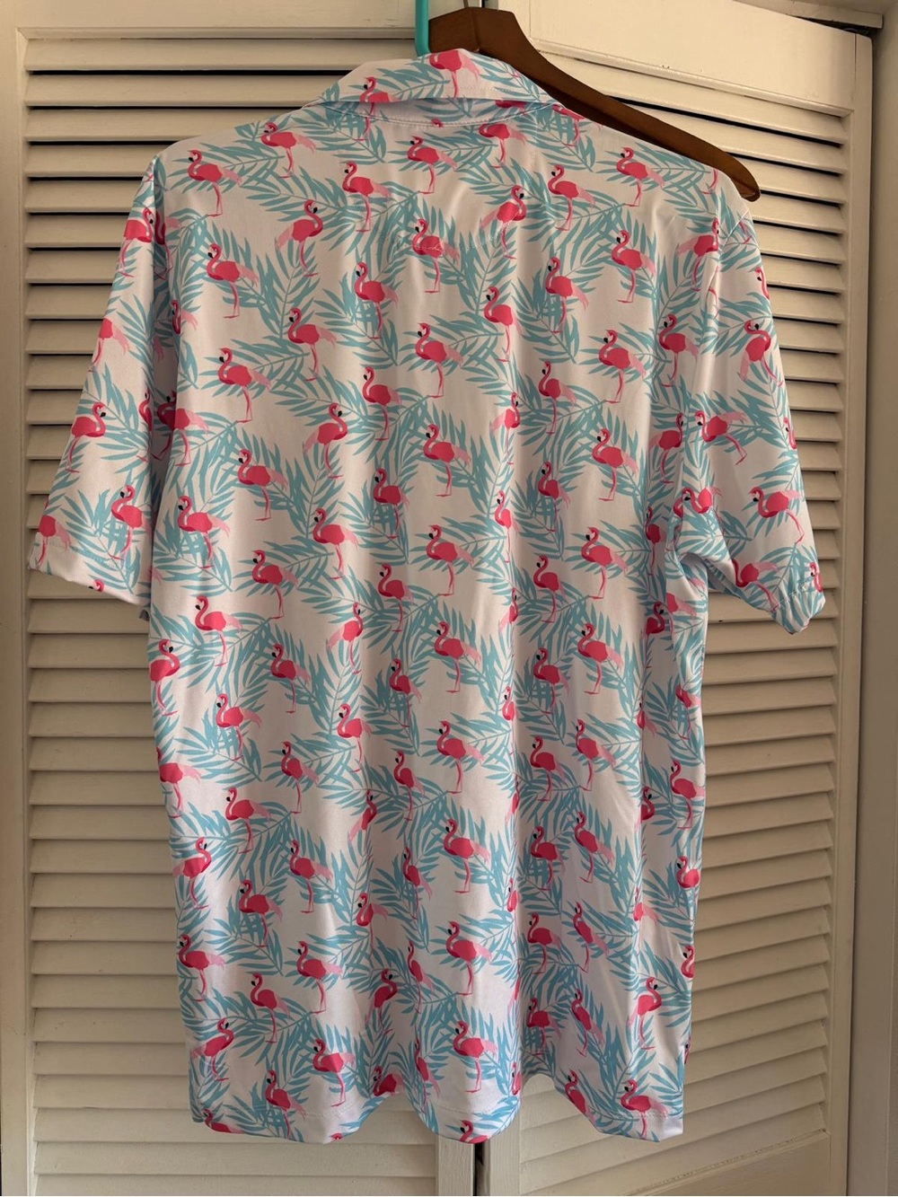 Men's White Flamingo Print Casual Button-Down Shirt